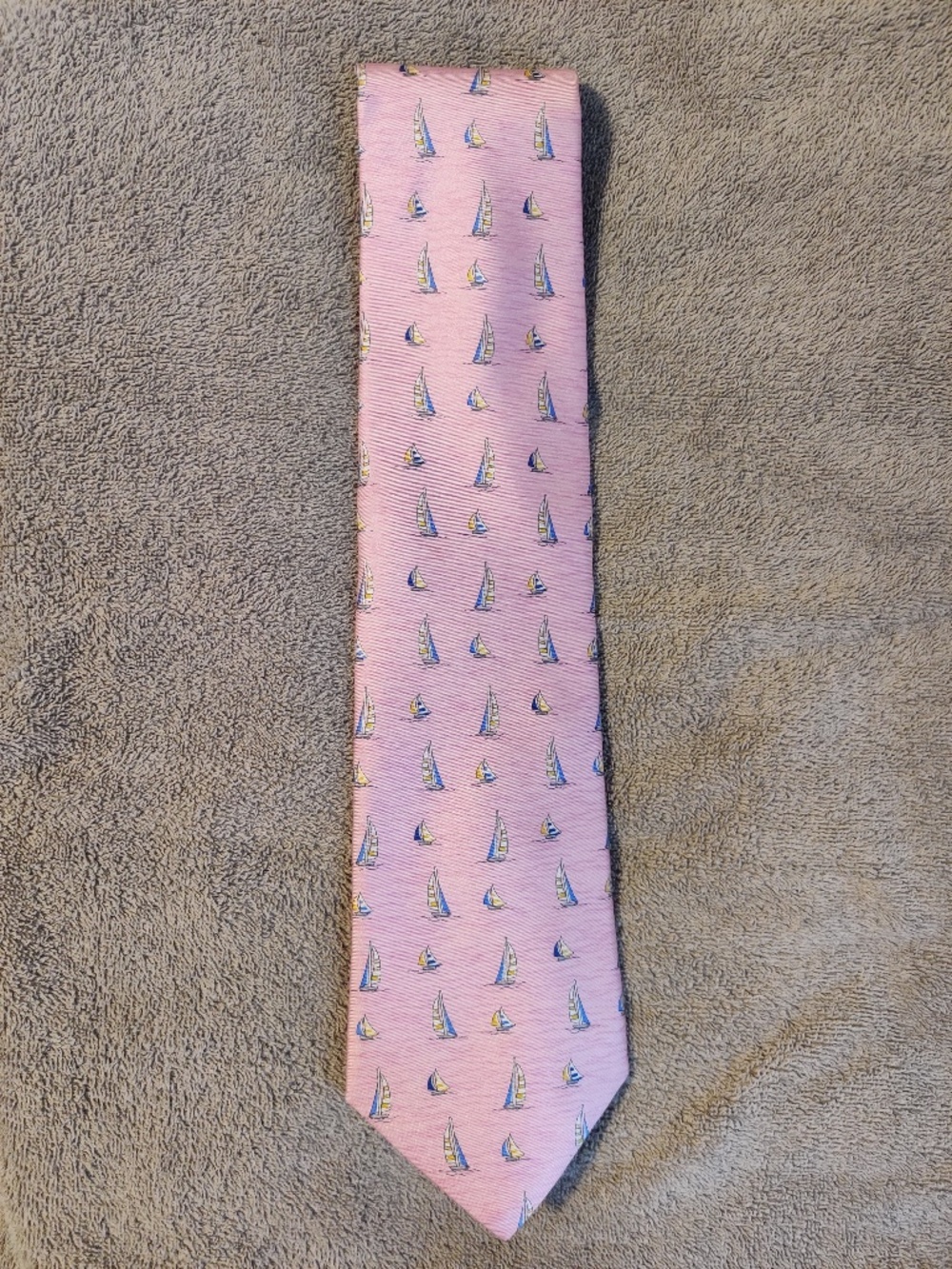 Ventimiglia Men's Tie , Pink, Sailboats Illustrations